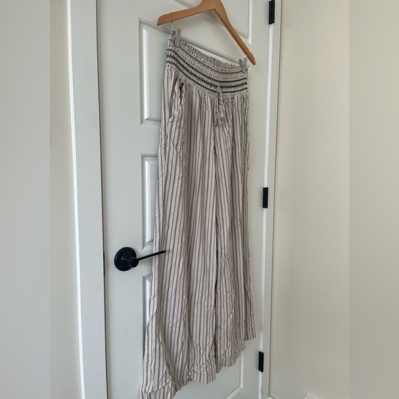 Rewash Striped Linen Smocked-Waist Wide-Leg Pants | XL - Picture 4 of 8